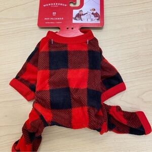 Wondershop Red and Black Buffalo Check Plaid Pet Pajamas size XS